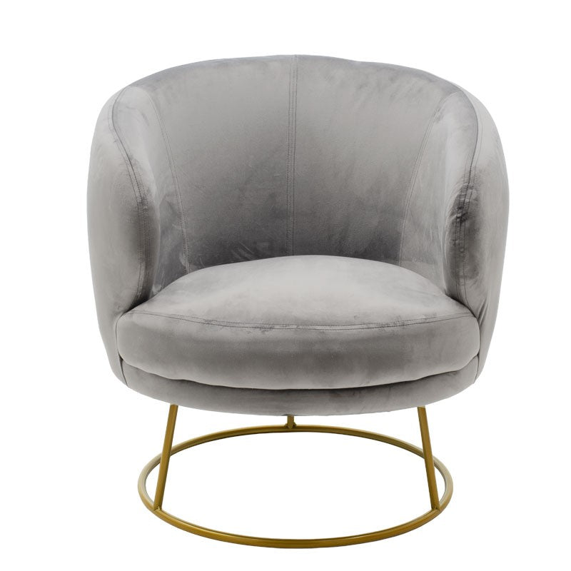 Fauteuil Rony velours Gris 78x75x82cm