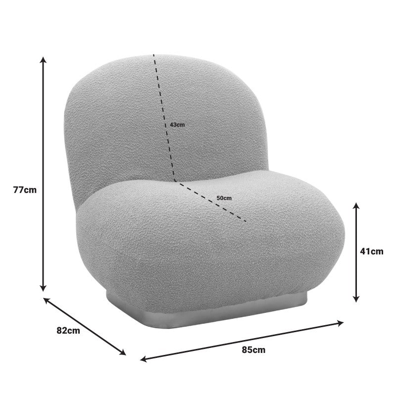 Fauteuil Rosalie tissu boucle crème-doré 83x80x79cm