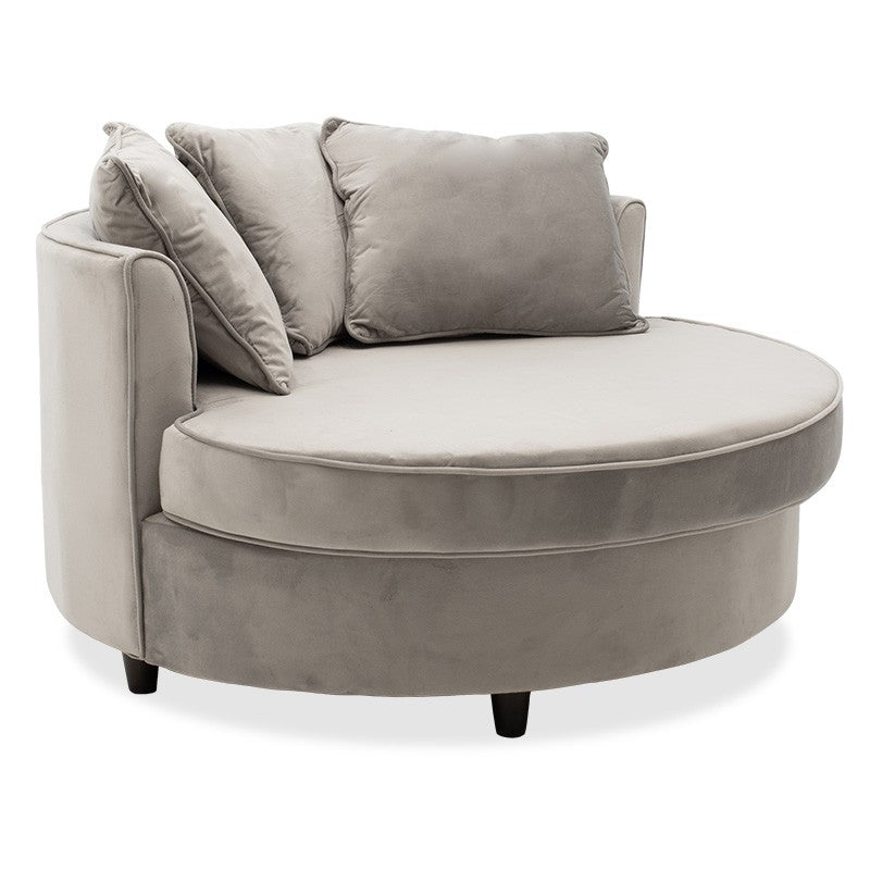 Fauteuil-canapé canapé rond en velours gris 123x120x85cm
