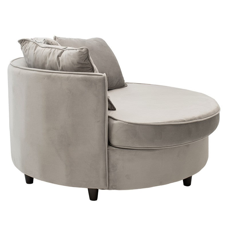Fauteuil-canapé canapé rond en velours gris 123x120x85cm