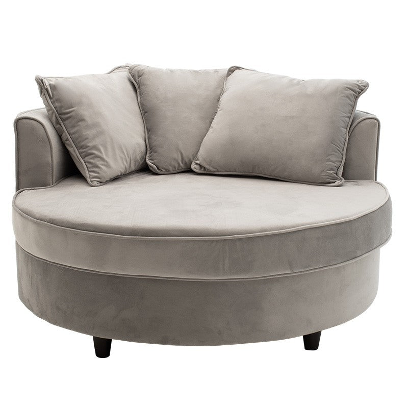 Fauteuil-canapé canapé rond en velours gris 123x120x85cm