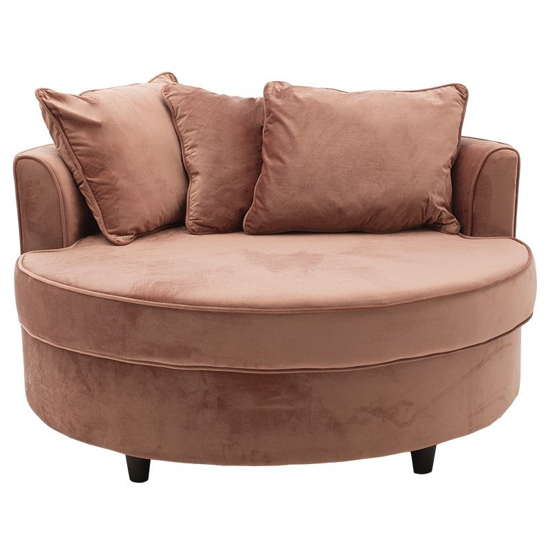 Fauteuil-canapé pakoworld canapé rond en velours orange 123x120x85cm