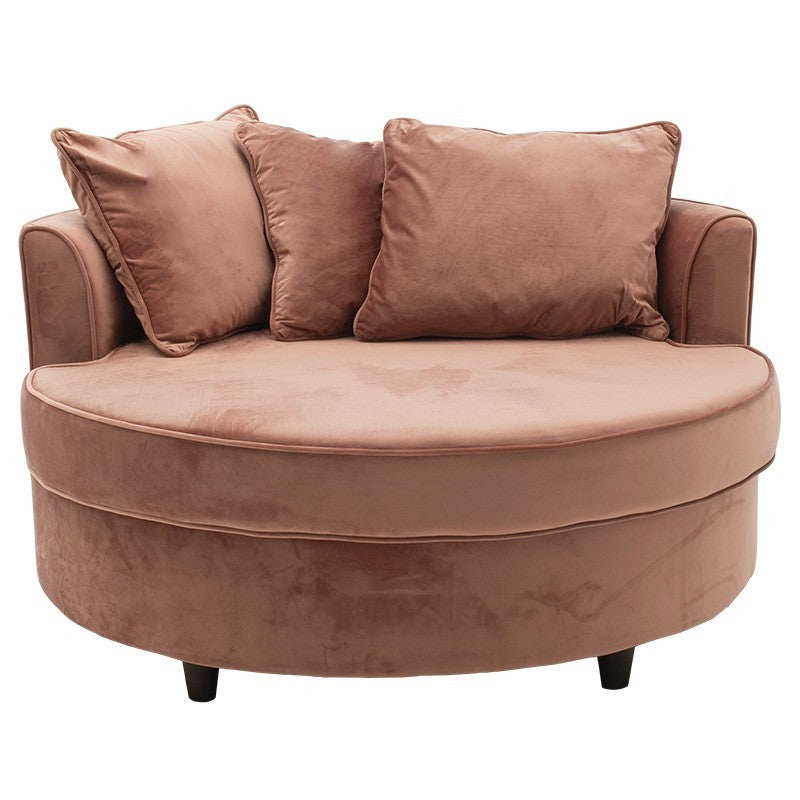 Fauteuil-canapé pakoworld canapé rond en velours orange 123x120x85cm