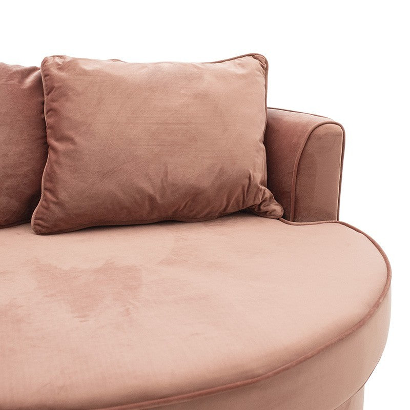 Fauteuil-canapé pakoworld canapé rond en velours orange 123x120x85cm