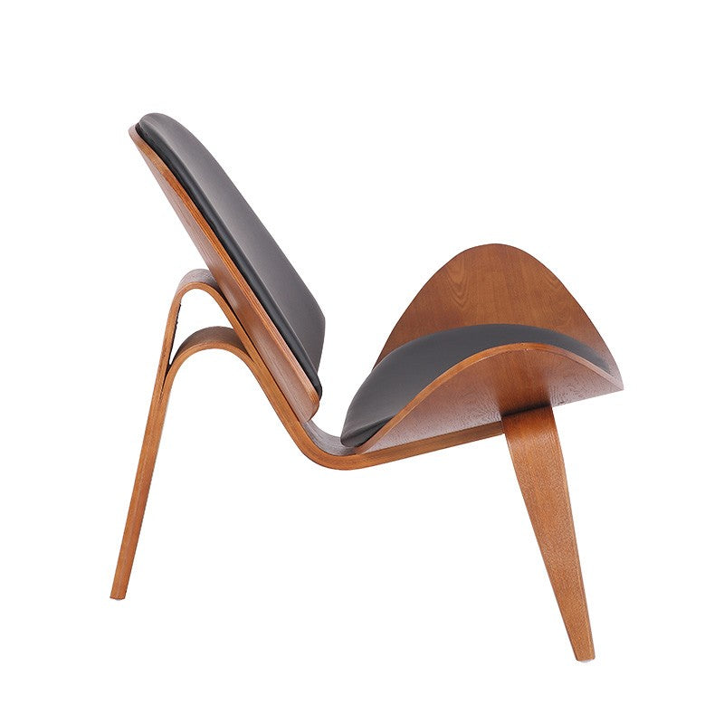 Fauteuil Vilma PU noir-contreplaqué de noyer 90x73x75cm