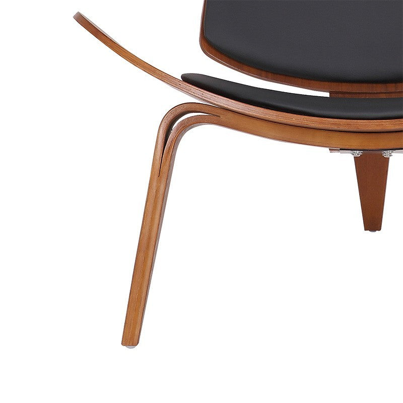 Fauteuil Vilma PU noir-contreplaqué de noyer 90x73x75cm