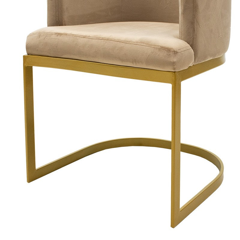 Fauteuil Viv en velours beige - métal doré