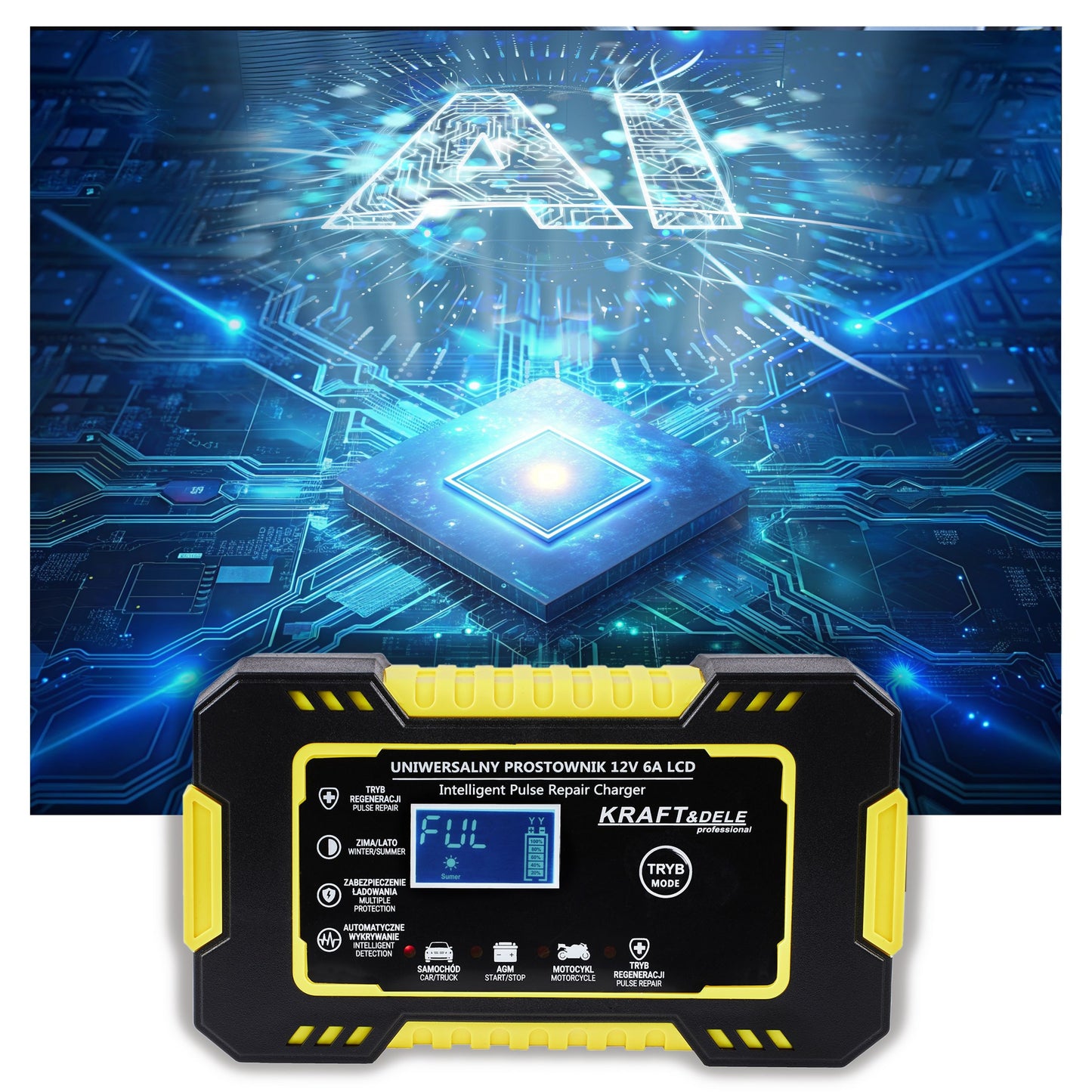 Chargeur de batterie automatique LCD 12V / 6A