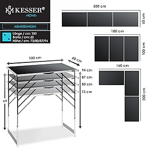 Lot de 3 Table Multifonctions 100 x 60 cm, Avec Fonction de Rallonge, Pliante
