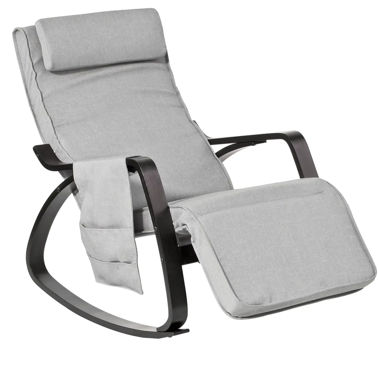Fauteuil a Bascule Repose-Pieds, Appui-tête réglables et Poche latérale