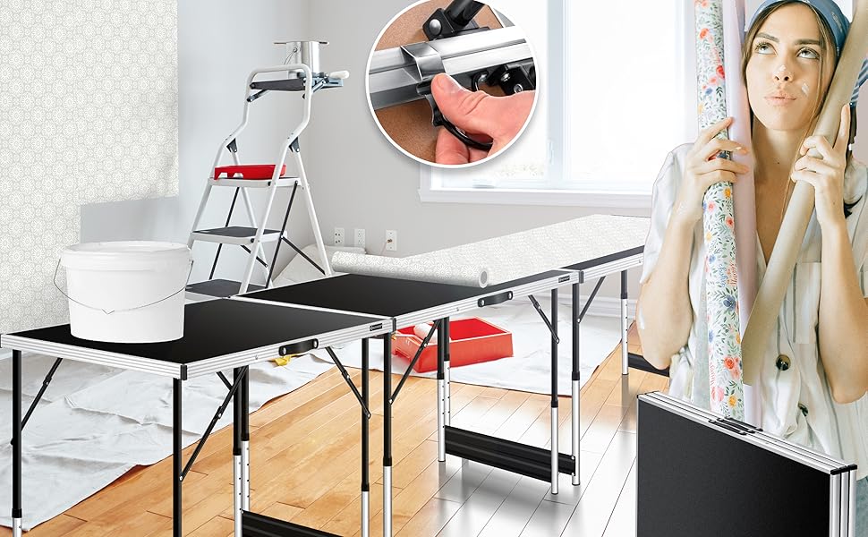 Lot de 3 Table Multifonctions 100 x 60 cm, Avec Fonction de Rallonge, Pliante
