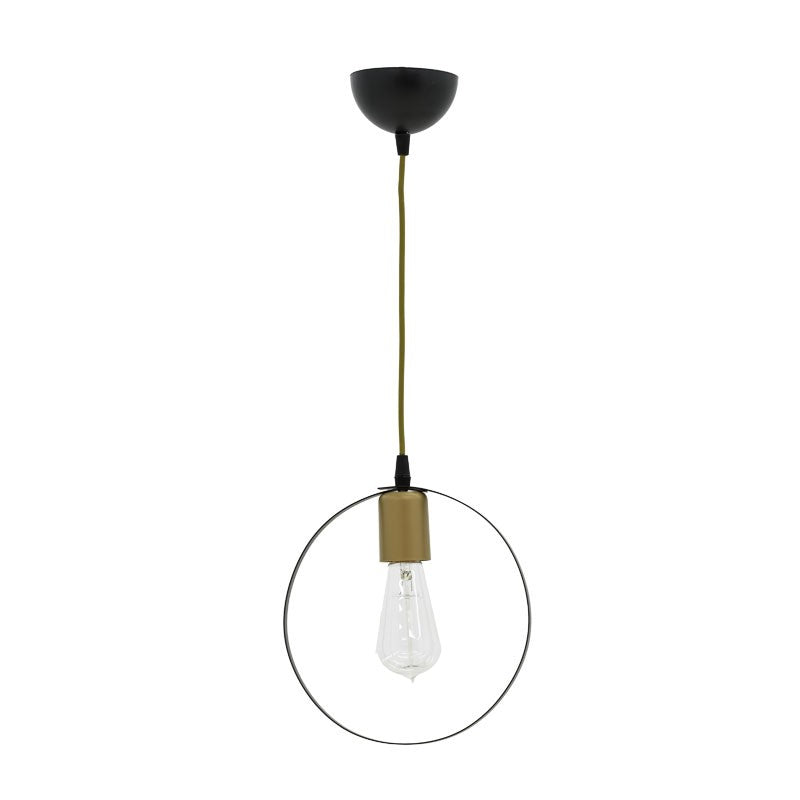 Plafonnier suspension luminaire Florian E27 noir-or D23x66cm
