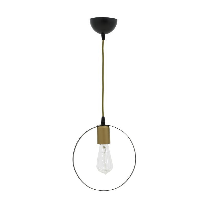 Plafonnier suspension luminaire Florian E27 noir-or D23x66cm