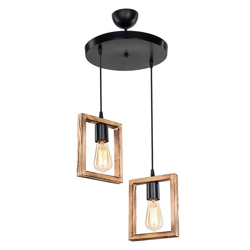 Plafonnier suspension luminaire Å27 noyer D43x83cm