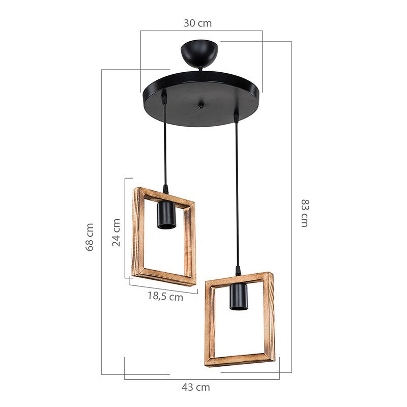 Plafonnier suspension luminaire Å27 noyer D43x83cm