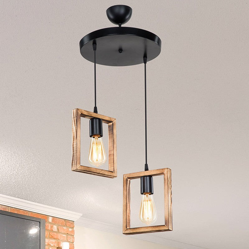 Plafonnier suspension luminaire Å27 noyer D43x83cm