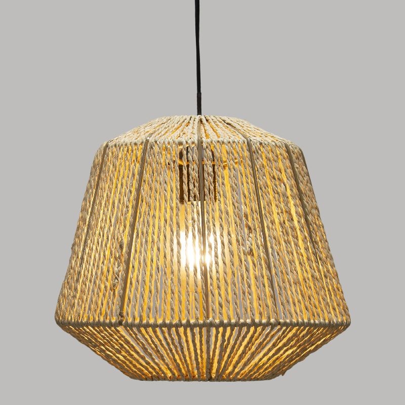 Plafonnier suspension luminaire Jily E27 naturel D29x117cm