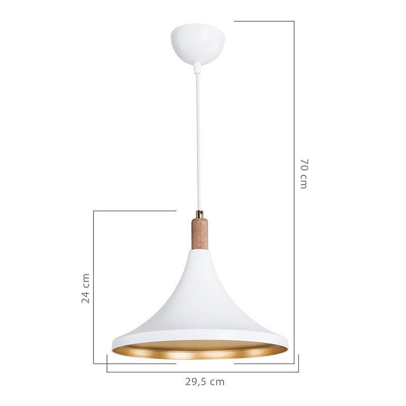 Plafonnier suspension luminaire Å27 blanc-naturel D29,5x70cm
