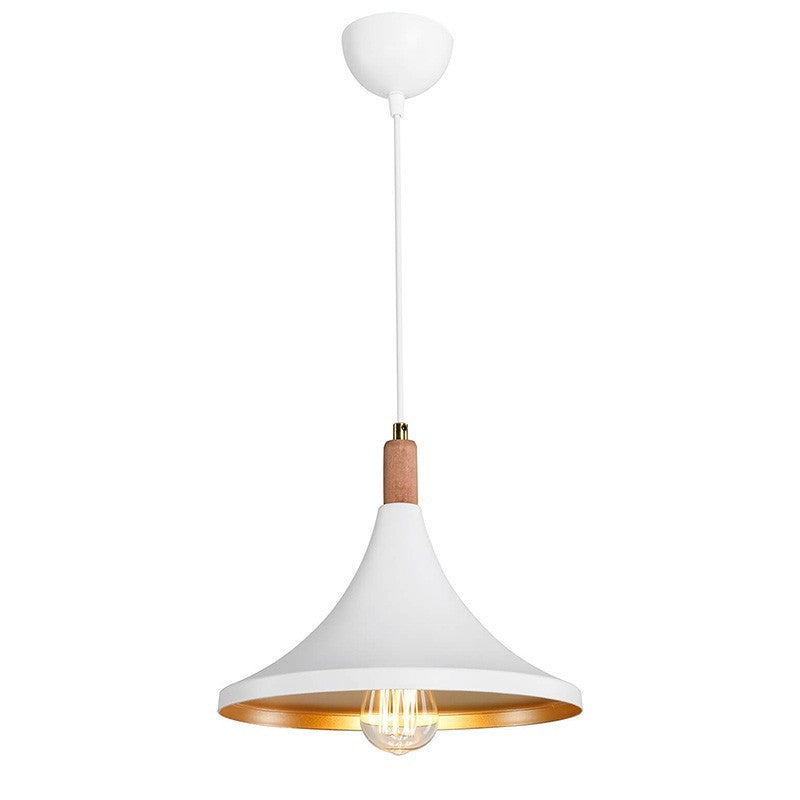Plafonnier suspension luminaire Å27 blanc-naturel D29,5x70cm