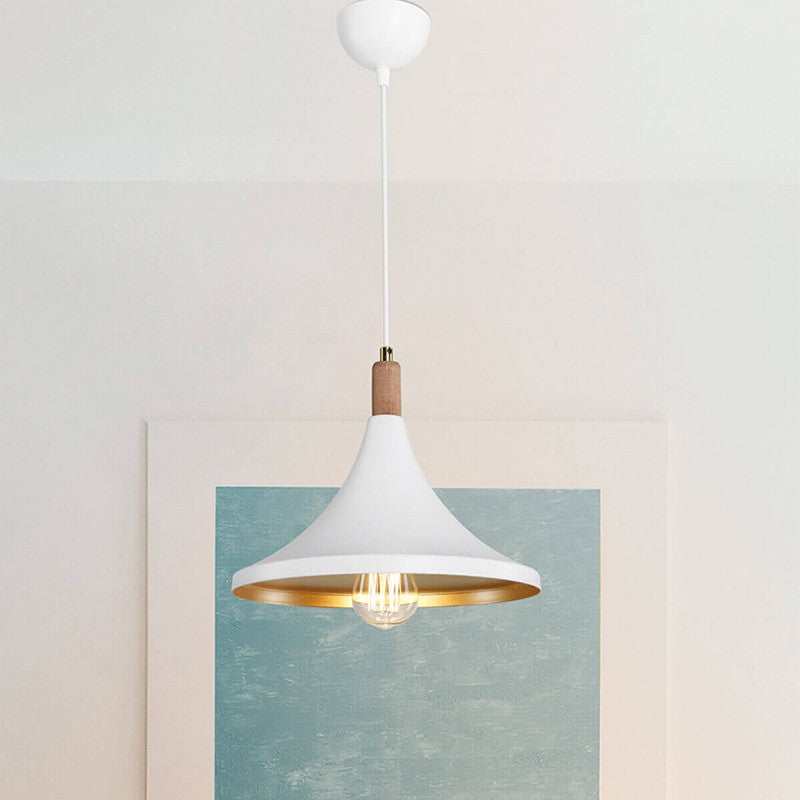 Plafonnier suspension luminaire Å27 blanc-naturel D29,5x70cm