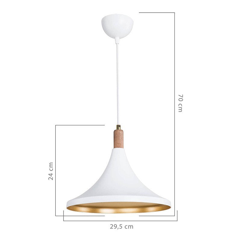 Plafonnier suspension luminaire Å27 blanc-naturel D29,5x70cm