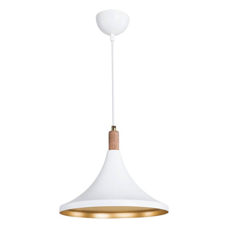 Plafonnier suspension luminaire Å27 blanc-naturel D29,5x70cm