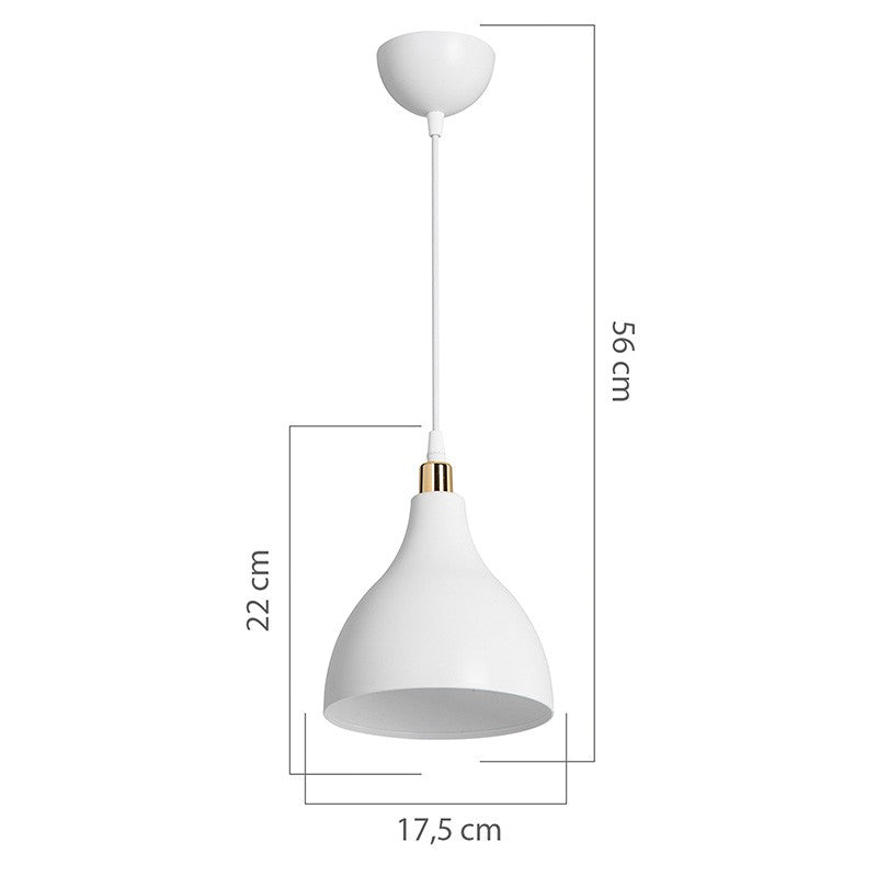 Plafonnier suspension luminaire Å27 blanc D18x56cm