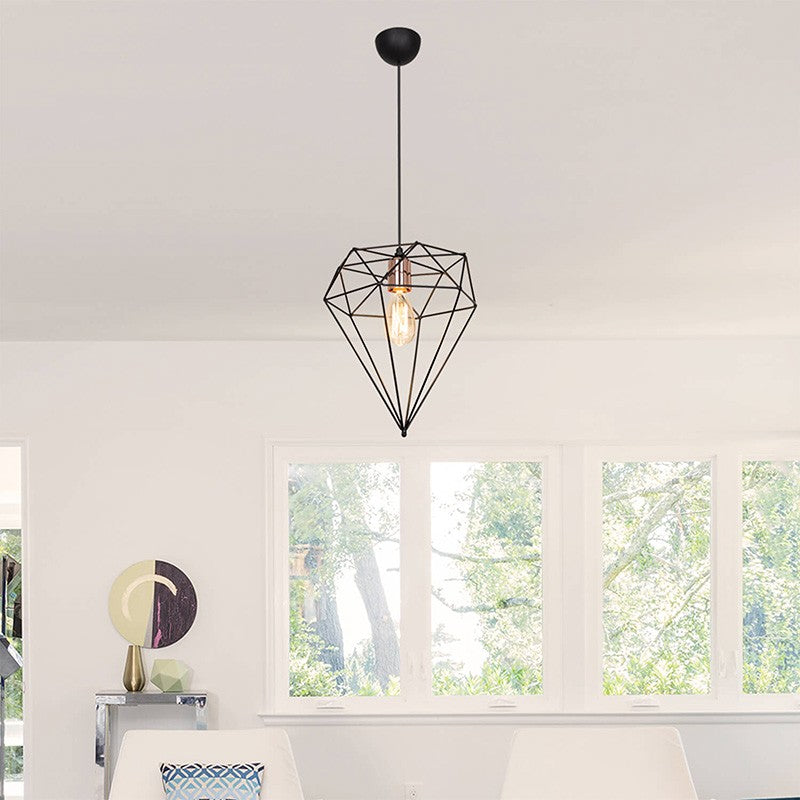 Plafonnier suspension luminaire Å27 métal noir D30x35cm