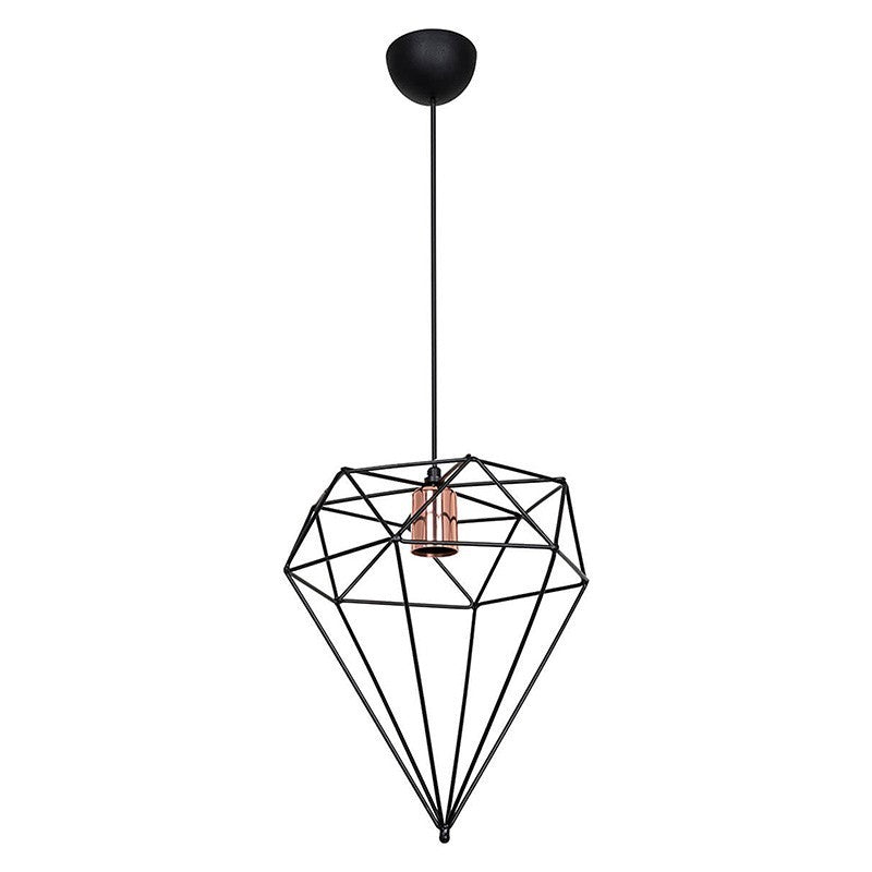 Plafonnier suspension luminaire Å27 métal noir D30x35cm