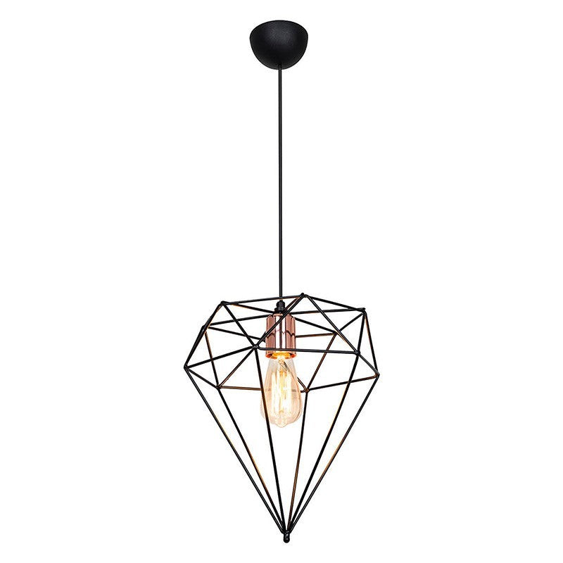 Plafonnier suspension luminaire Å27 métal noir D30x35cm