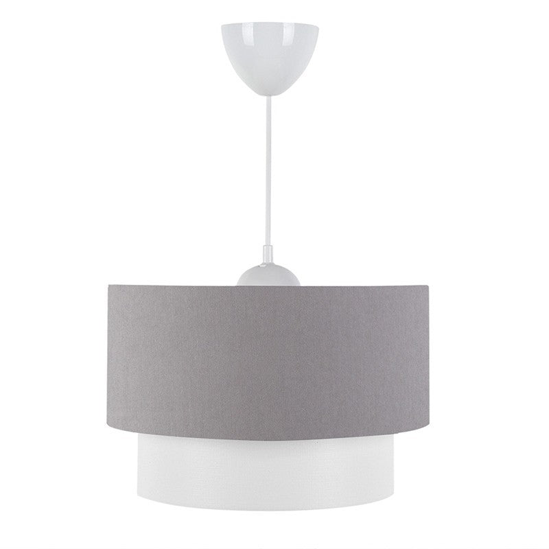 Plafonnier suspension luminaire E27 blanc-gris D30x20cm