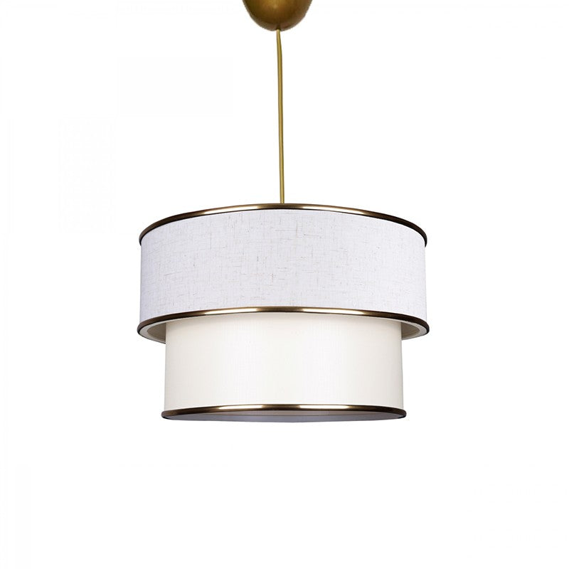 Plafonnier suspension luminaire E27 écru-crème-doré D30x20cm