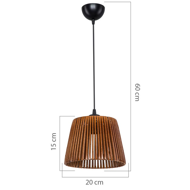 Plafonnier suspension luminaire Å27 marron D20x15cm