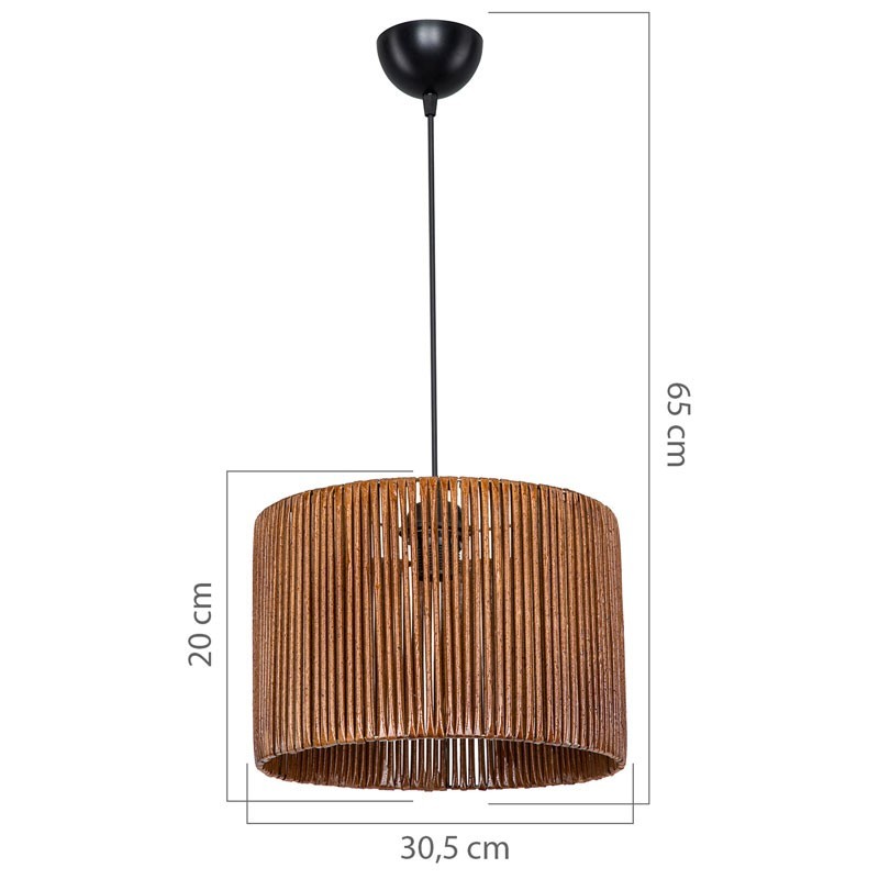 Plafonnier suspension luminaire Å27 marron D30.5x20cm