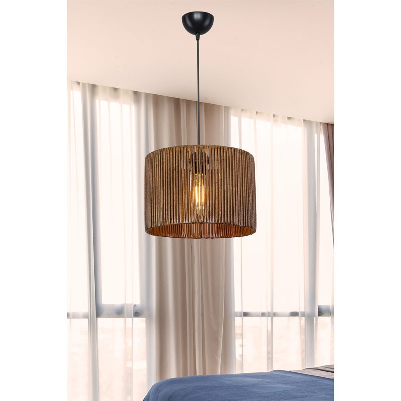 Plafonnier suspension luminaire Å27 marron D30.5x20cm