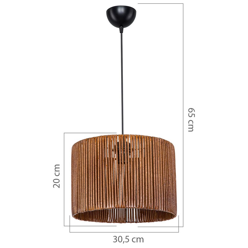Plafonnier suspension luminaire Å27 marron D30.5x20cm