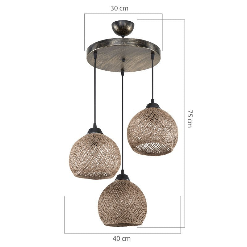 Plafonnier suspension luminaire Å27 marron D40x75cm