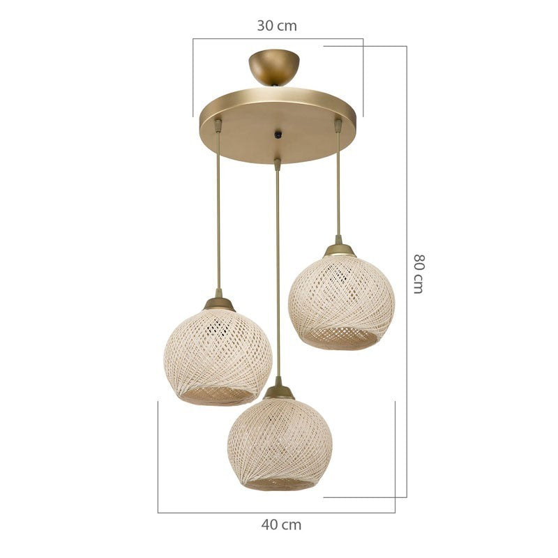 Plafonnier suspension luminaire crème-or D40x75cm