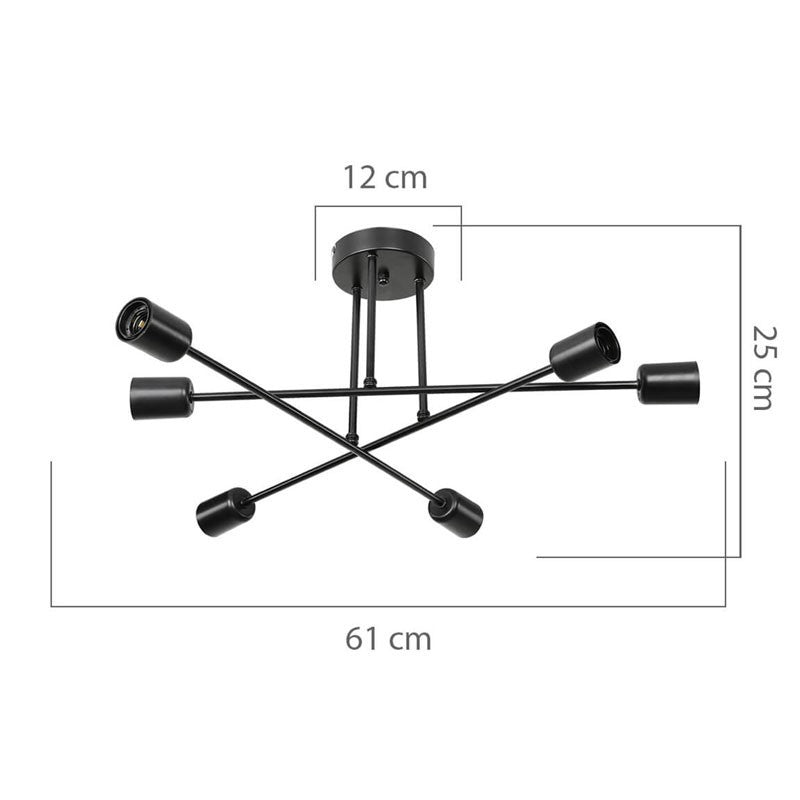 Plafonnier suspension luminaire Å27 noir D61x25cm