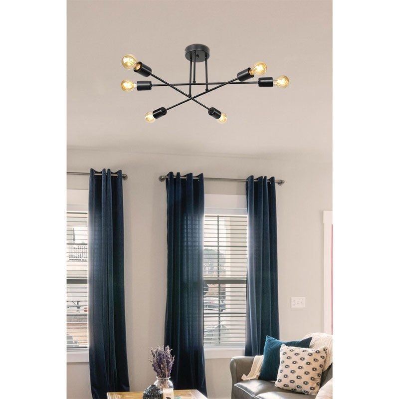 Plafonnier suspension luminaire Å27 noir D61x25cm