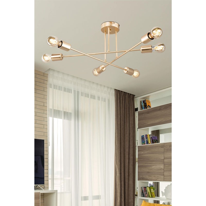 Plafonnier suspension luminaire Å27 doré D61x25cm