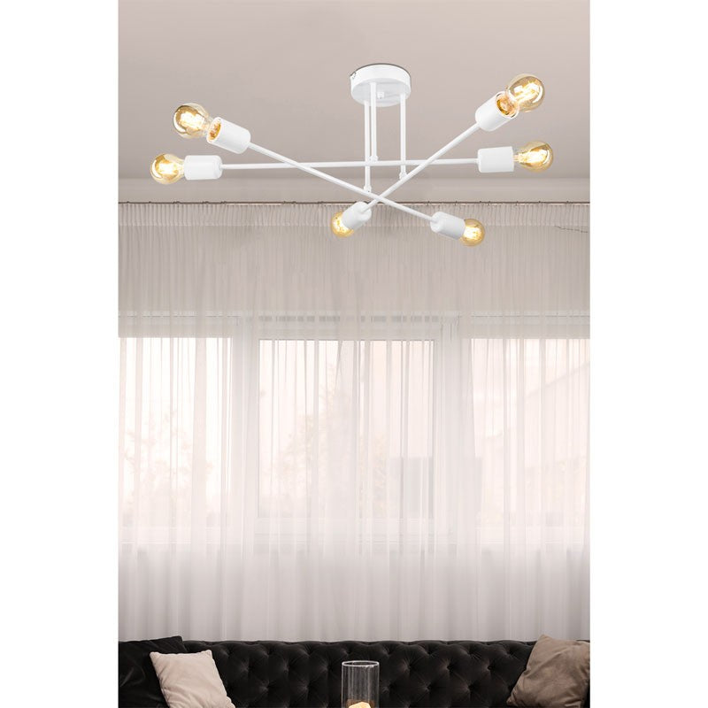 Plafonnier suspension luminaire Å27 blanc D61x25cm