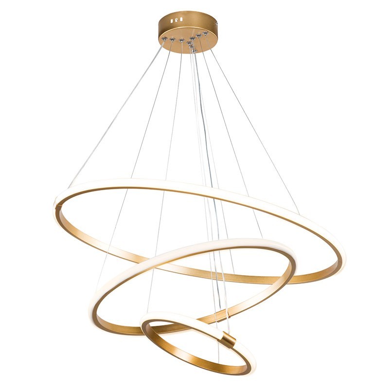 Plafonnier suspension luminaire LED 60-80W doré D60x100cm