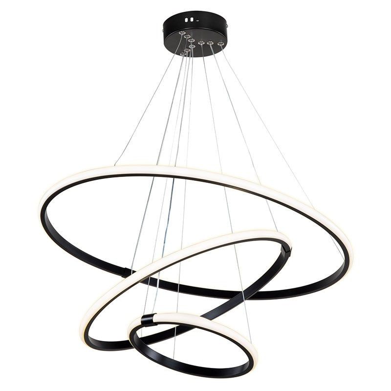 Plafonnier suspension luminaire LED 60-80W noir D60x100cm