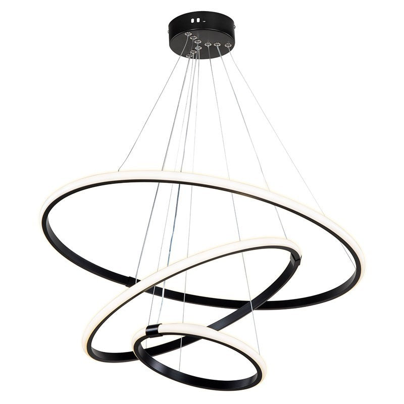 Plafonnier suspension luminaire LED 60-80W noir D60x100cm
