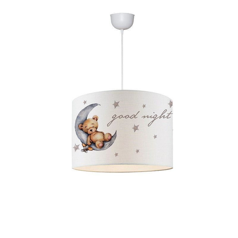 Plafonnier suspension luminaire pour enfant E27 blanc-gris D28x20cm