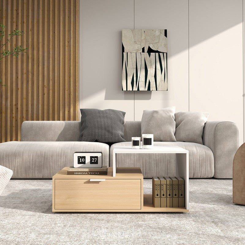 Table basse Vople blanche naturel 90x50x40 cm
