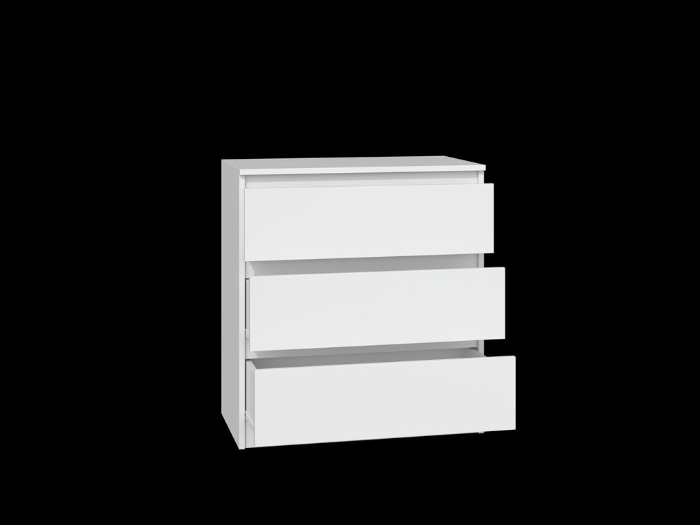 Commode 3 tiroirs 75x40x70 cm blanche