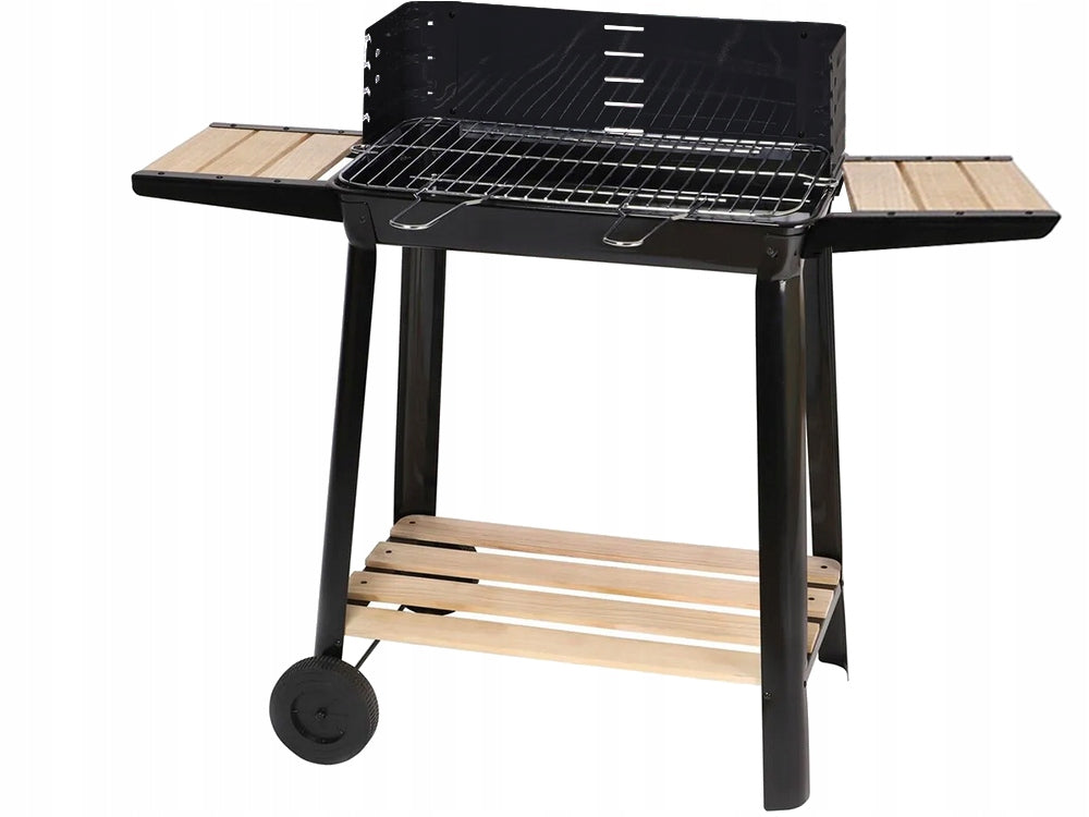 Barbecue charbon avec étagères en bois 94X78X42 cm