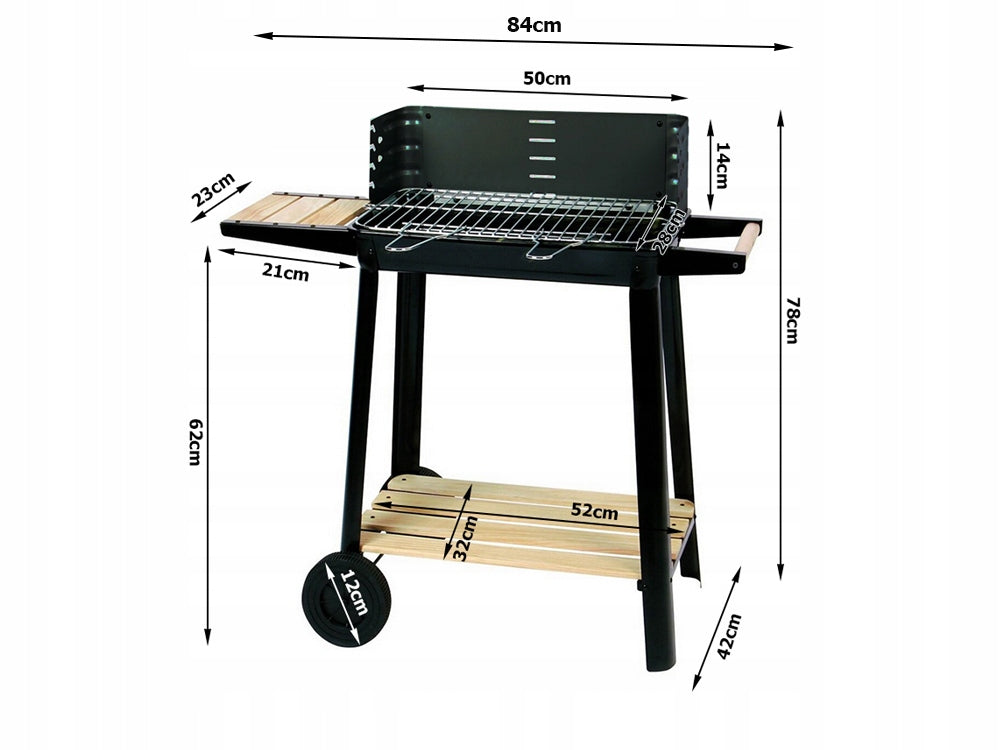 PALACIO Barbecue charbon avec étagères bois